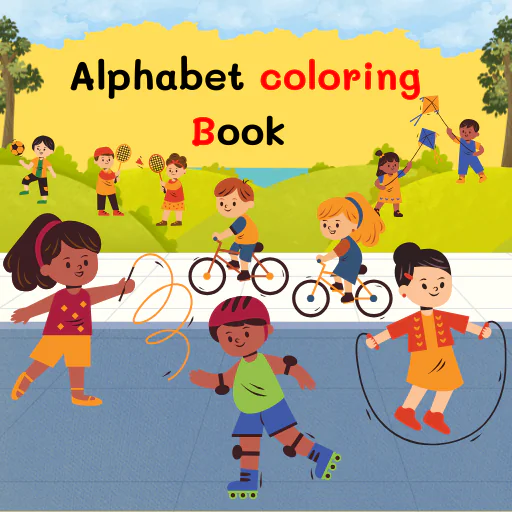 Alphabet Coloring Booklet in Grayscale Illustrative Style | A–Z Learning for Kids (PDF)