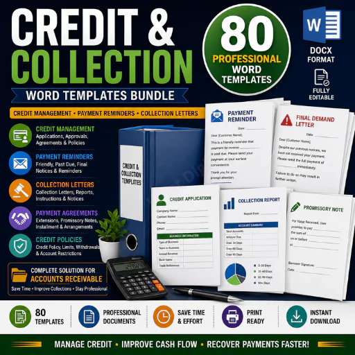 Credit & Collection Document Templates Bundle – 80 Professional Credit Management, Payment Reminder