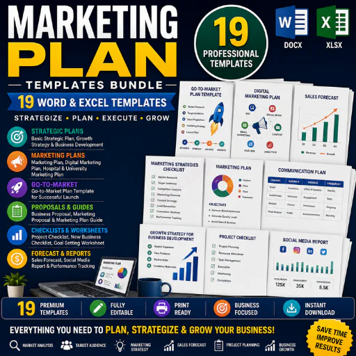 Marketing Plan Templates Bundle– 19 Business Strategy, Market & Marketing Planning Word & Excel File