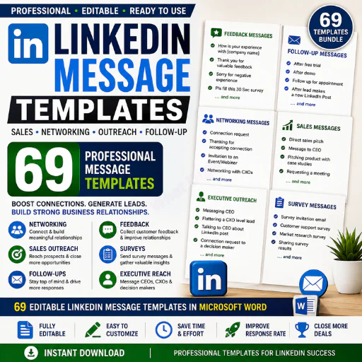 69 LinkedIn Message Templates | Sales, Networking & Lead Generation Bundle