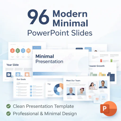 Modern Minimal PowerPoint Template | Clean Business Presentation Slides (96 Slides)