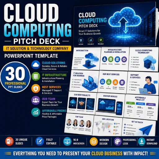 Cloud Computing Pitch Deck PowerPoint Template – 30 IT Solution & Technology Business Presentation
