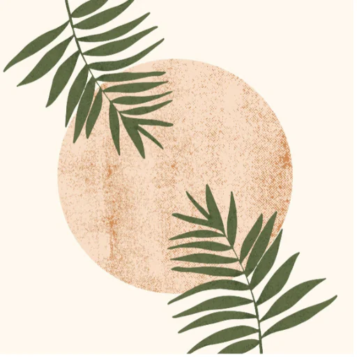 Beige Minimalist Sunrise and Leaf Canvas Print With 5 Different Sizes Wall Art, Home Décor Wall 2